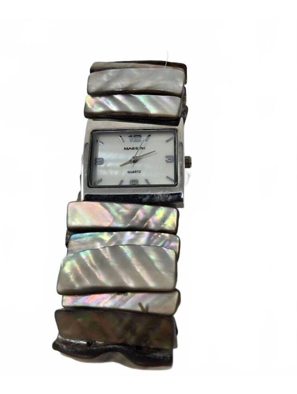 Vintage Massini Quartz Watch – Square Silver Case, White Dial,
